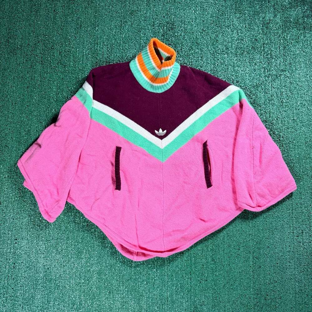 Women’s  Adidas Vintage Colorblock Poncho Pullover Sweatshirt Size Medium